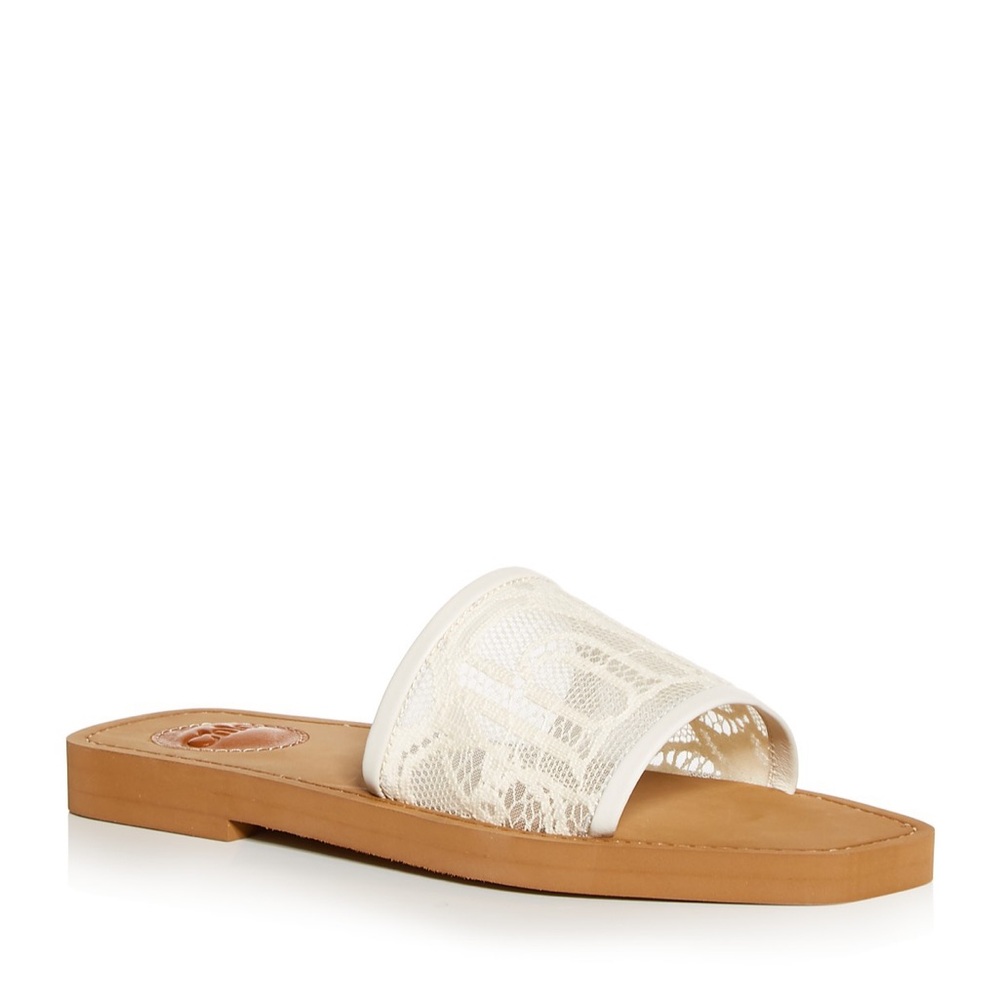Chloe woody Lace Slide Sandals